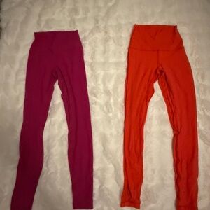 Vibrant Pink and Orange High-Waisted Leggings